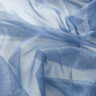 Glittrigt tylltyg Royal – jeansblå/silver, 