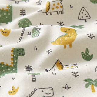 Poplin vänliga dinosaurier – natur/pinjegrön, 