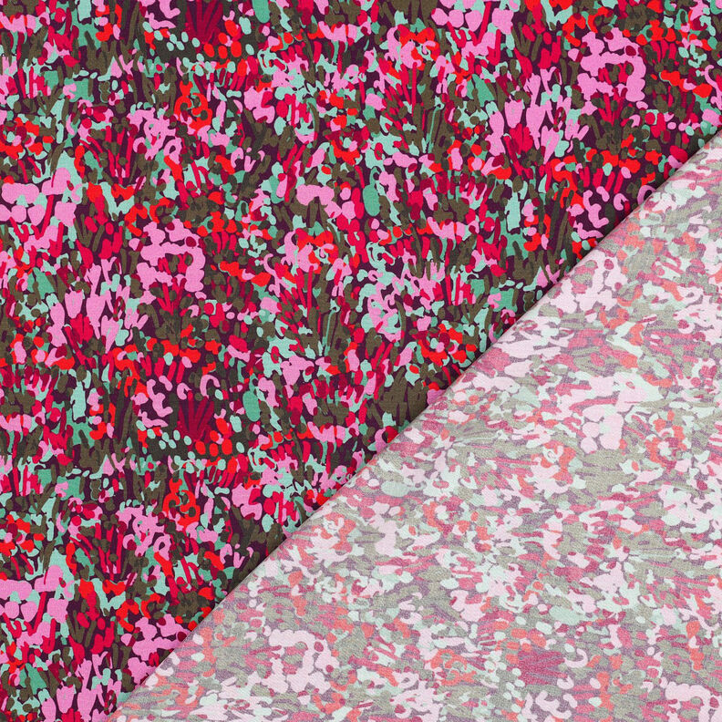 LENZING™ ECOVERO™ viskostyg  Colorful Garden Digitaltryck | Nerida Hansen – plommon/chiliröd,  image number 4