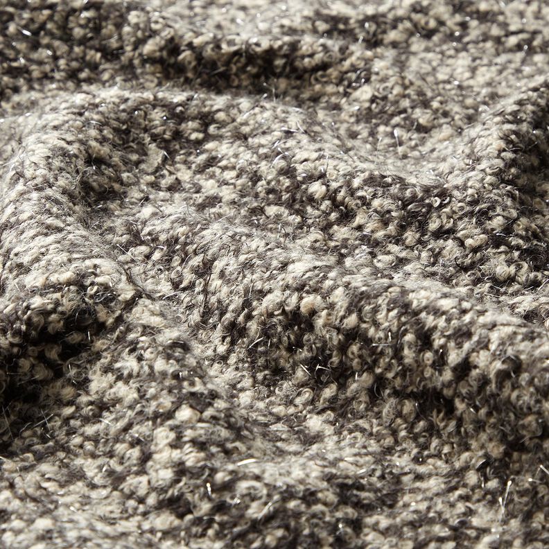 Stickad Bouclé Glittertrådar melerade – cashew/svart,  image number 2