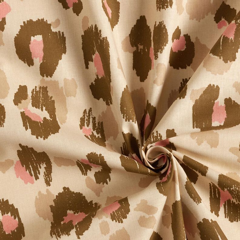 Bomullspoplin Leopardmönster – mandel/gammalt rosa,  image number 3