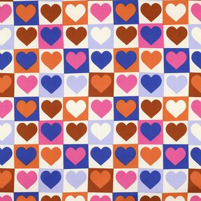 Bomullspoplin diamanthjärtan | Poppy Fabrics – elfenbensvit/kungsblå, 