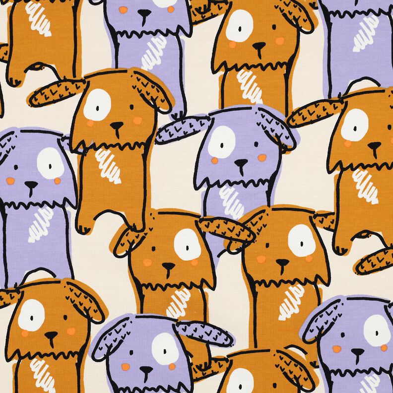 Bomullsjersey hundar med hängande öron | Poppy Fabrics – yllevit, image number 1