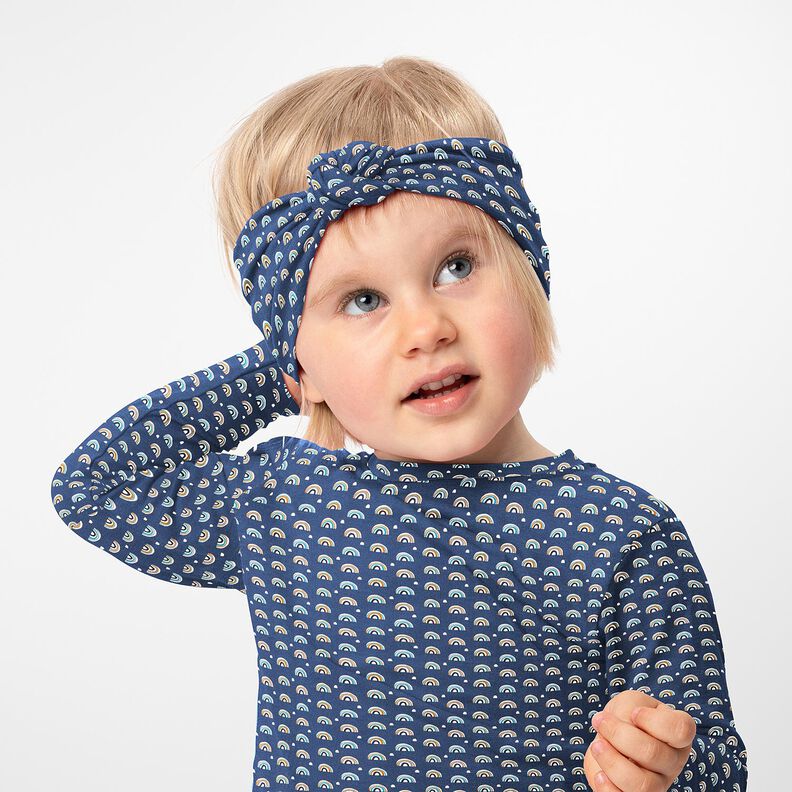 Bomullsjersey Små regnbågar – indigo, image number 5