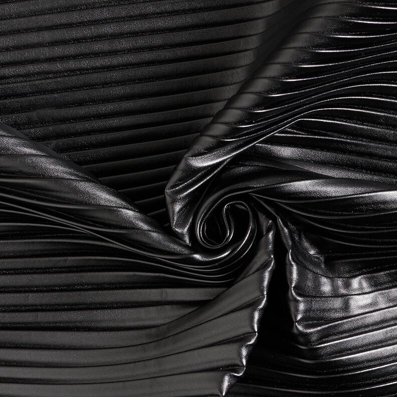 Konstläder plissé – svart,  image number 3