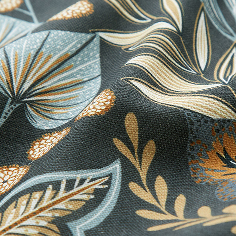 Dekorationstyg Halvpanama Paisley-blad – blågrått,  image number 2