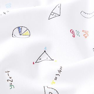Bomullspoplin Matematik – vit, 