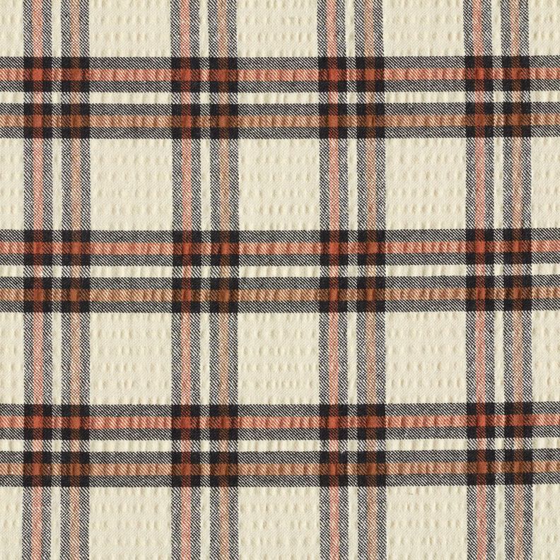 Seersucker skotskrutig – beige/terracotta,  image number 1