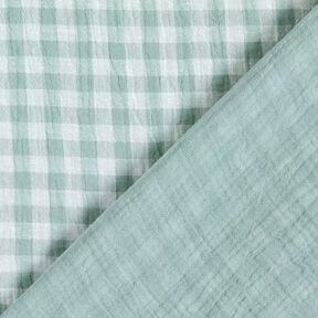 Muslin/Dubbel-krinkelväv vichyrutig garnfärgad – vass/vit, 