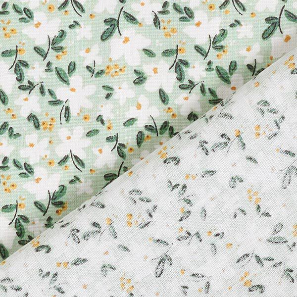 ekologisk bomullspoplin fina blommor – ljus mint, image number 4