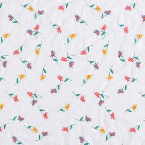 Fin bomullsbatist Broderade blommor | Poppy Fabrics – vit/neonorange, 