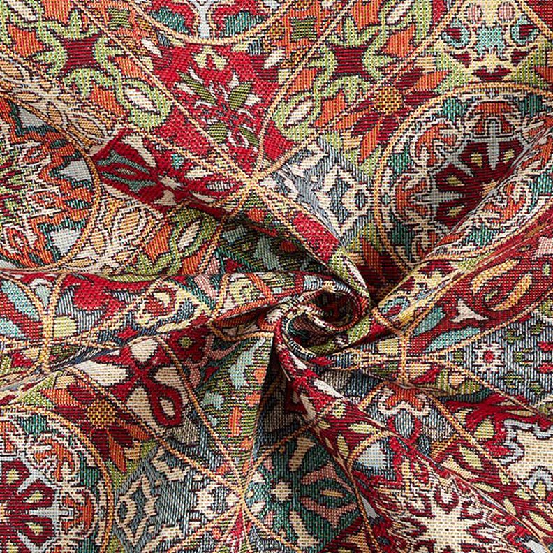 Dekorationstyg Gobeläng sammanflätade ornament – ljusbeige/kaminrött,  image number 3