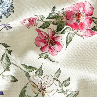 Panamastretch Stora blommor – kräm/intensiv rosa, 