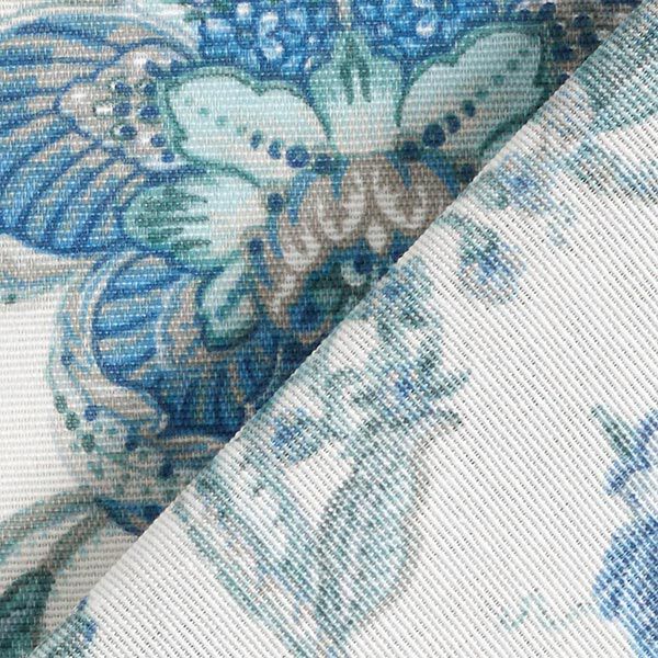 dekorationstyg Canvas orientaliska blomsterornament 280 cm – vit/blå,  image number 4