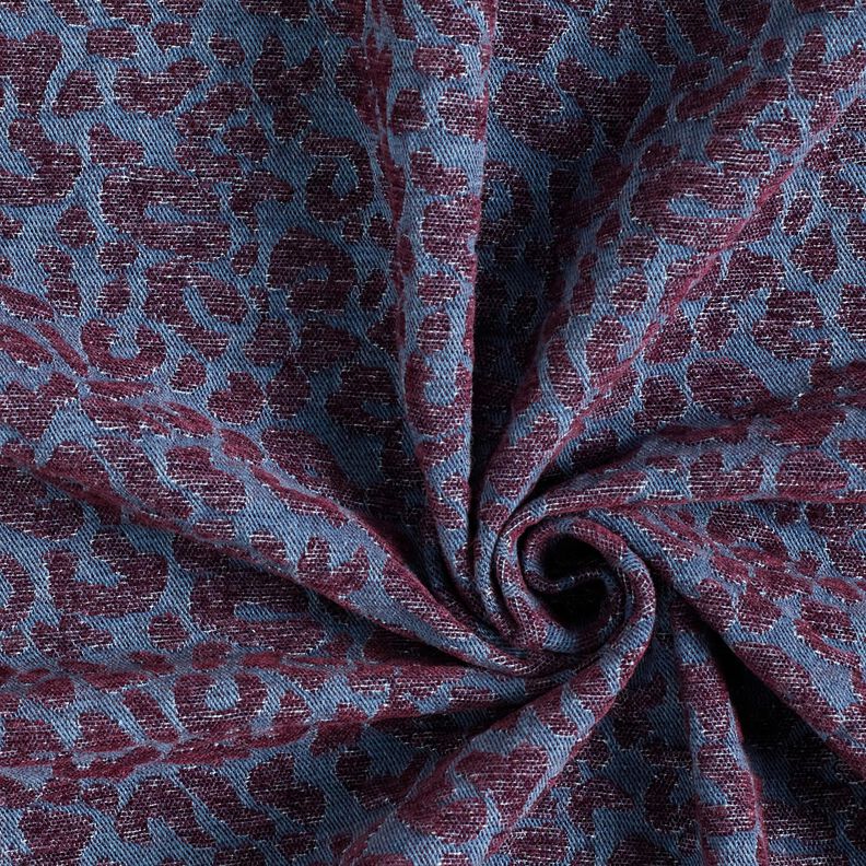 byxtyg i denim-look med leopardmönster – aubergine/jeansblå,  image number 3