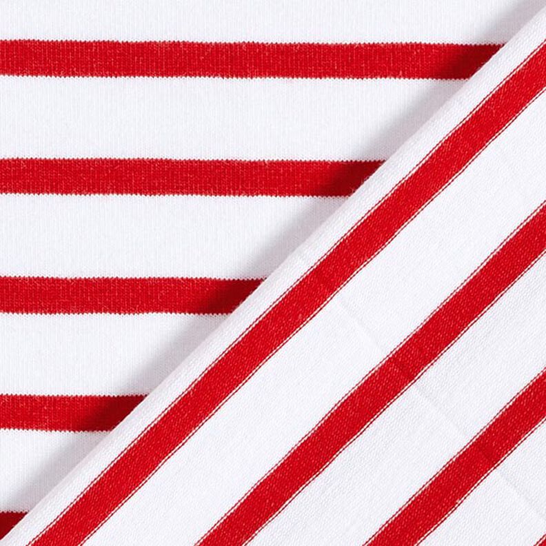 bomullsjersey smala och breda ränder – vit/röd,  image number 4