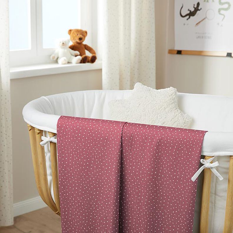 Muslin/Dubbel-krinkelväv prickar – gammalt rosa/vit, image number 7