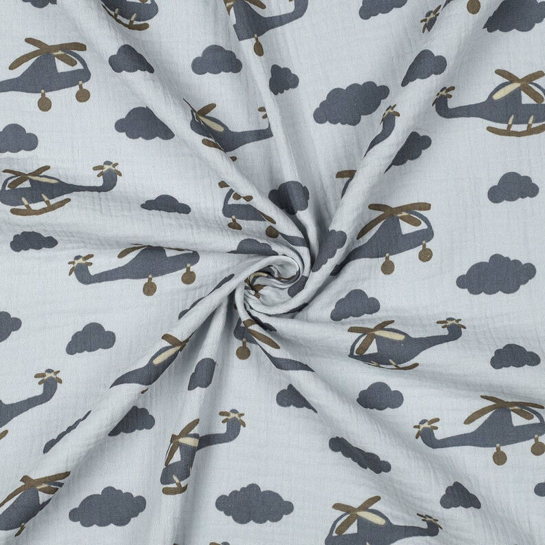 Muslin/Dubbel-krinkelväv Helikopter | by Poppy – babyblått/skiffergrått,  image number 3
