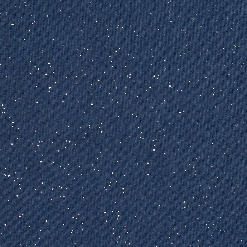 Bomullstyg Poplin Folietryck Silverfläckar – nattblå/silvermetallic, image number 1