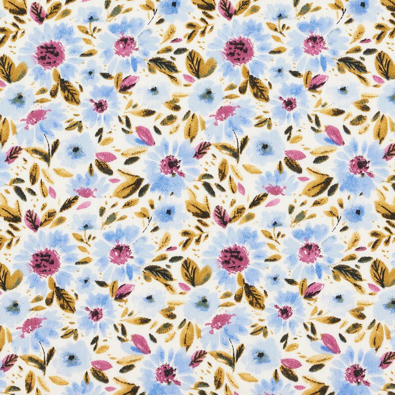 bomullspoplin blomsterhav – ljusblått/vit,  image number 1