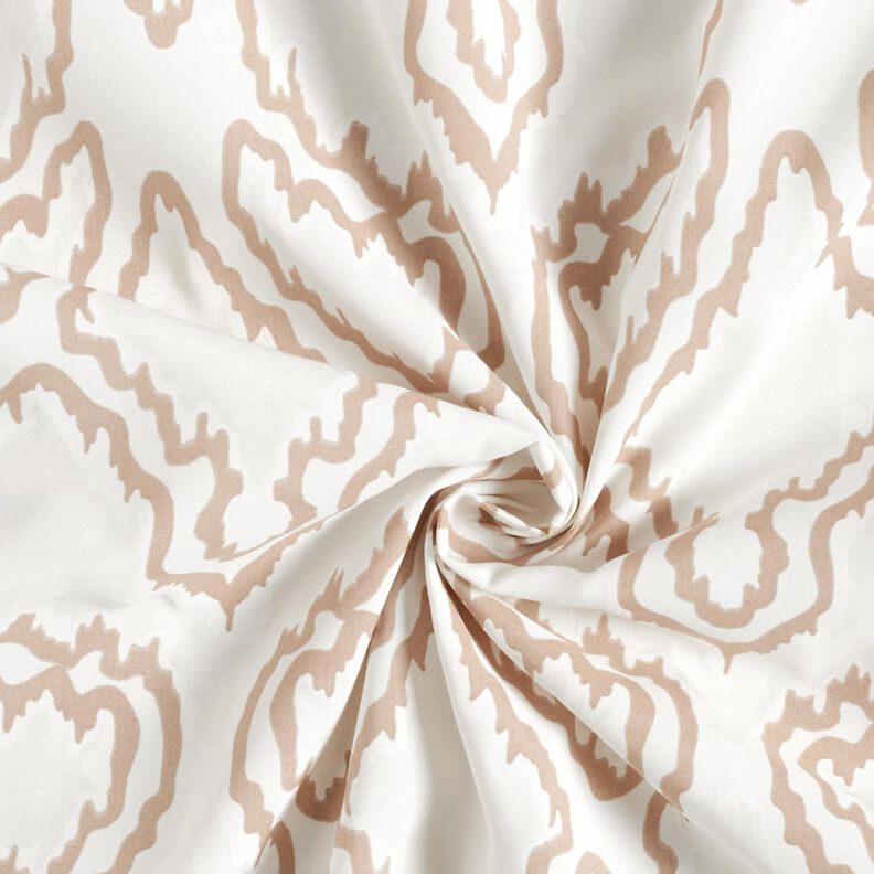 Bomullstyg serpentinlinjer – beige/mörkbeige, image number 4