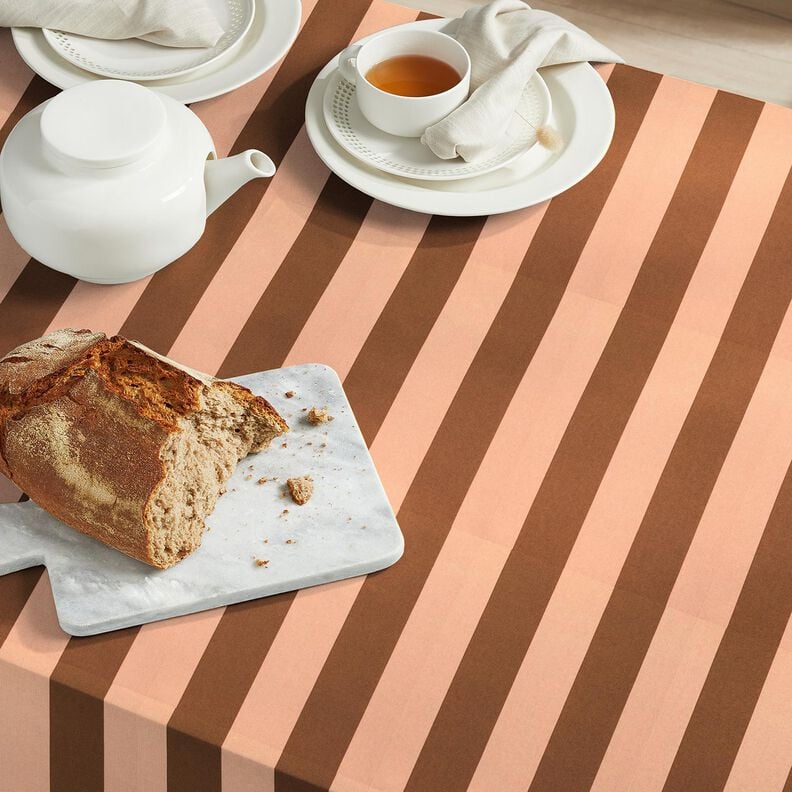 Dekorationstyg Canvas glada ränder – lax/brun,  image number 6