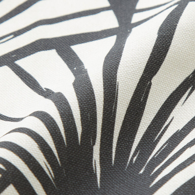 Dekorationstyg Halvpanama abstrakta solfjädrar – elfenbensvit/svart,  image number 2