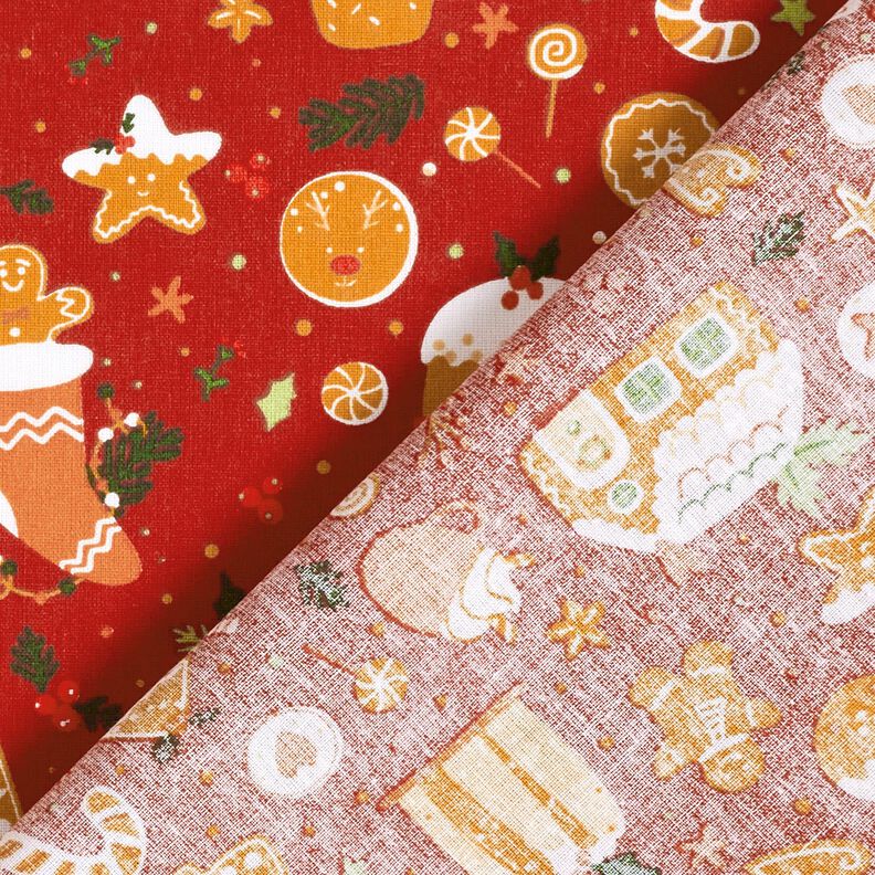 Bomullstyg Poplin pepparkakor – karminröd/senap,  image number 4