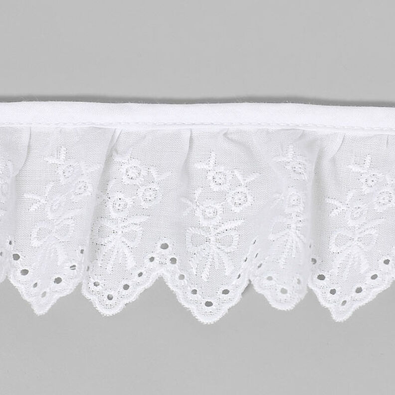Engelskt broderi med rysch, 57 mm – vit,  image number 1