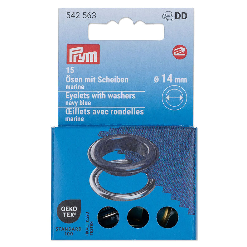 Öljetter med brickor [15 stycken | Ø 14 mm] | Prym – marinblått/silvermetallic,  image number 1