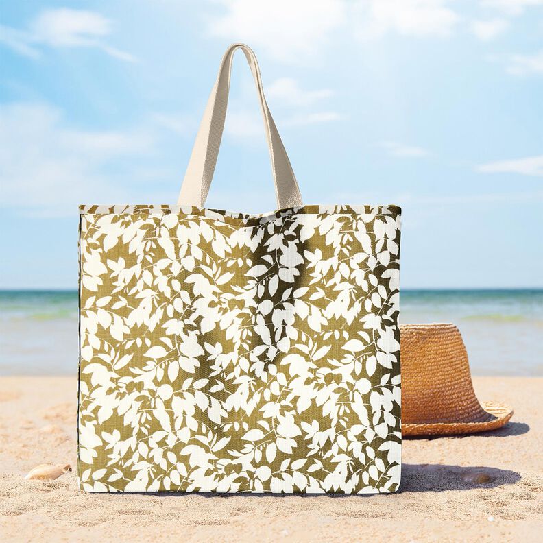 Dekorationstyg Panama bladskugga &ndash; kr&auml;m/ljusoliv,  image number 7