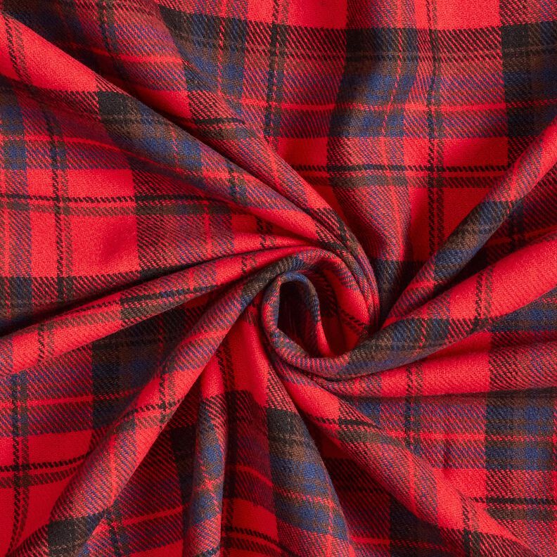 Bomullsflanell rutigt – chiliröd/indigo, image number 3