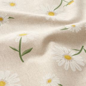 Dekorationstyg Halvpanama spridda tusenskönor – natur/vit, 