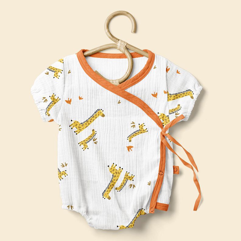 Muslin/Dubbel-krinkelväv Giraffer – vit/solgult,  image number 6