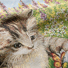 dekorationspanel Gobeläng Lekande kattunge – kaminrött/ljusbeige, 