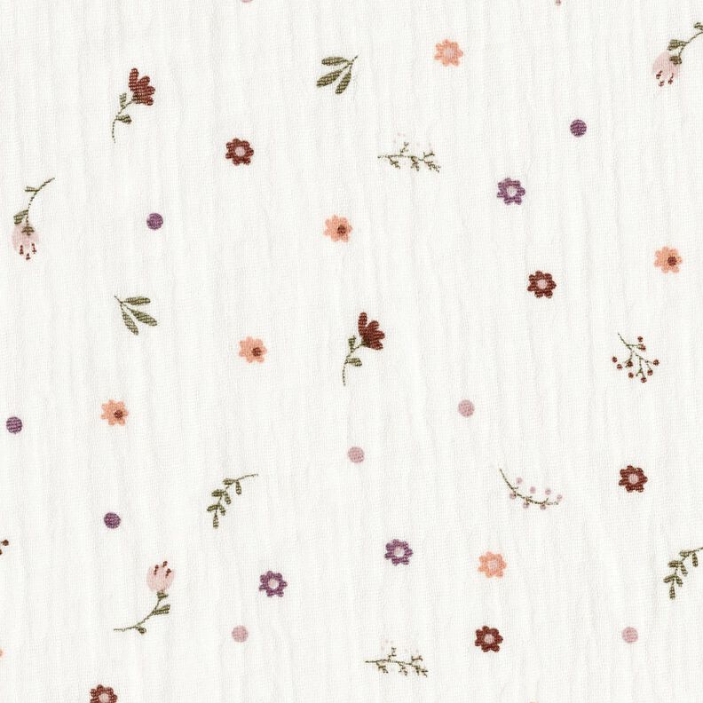 Muslin/Dubbel-krinkelväv små blommor – elfenbensvit,  image number 1