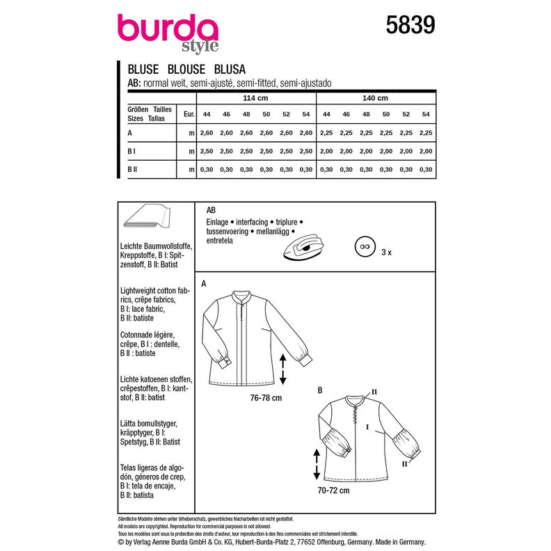 Plus-Size Blus | Burda 5839 | 44-54,  image number 9