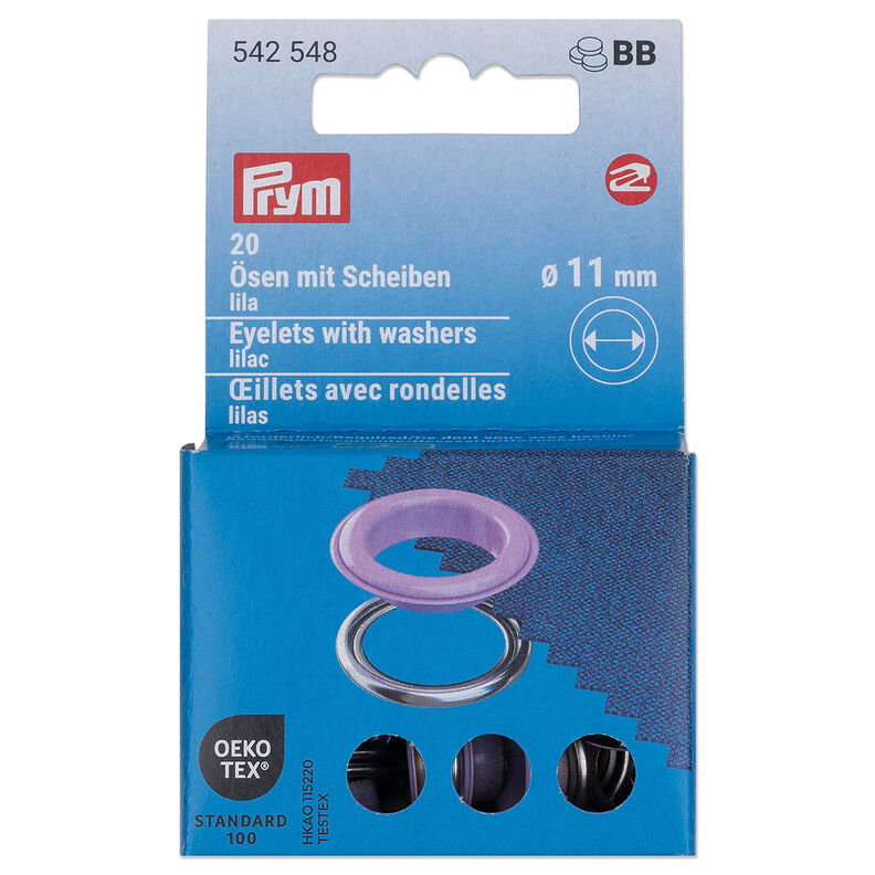 Öljetter med brickor [20 stycken | Ø 11 mm] | Prym – lila/silvermetallic,  image number 1