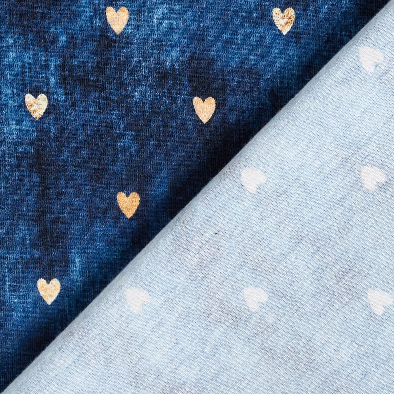 Bomullsjersey Gyllene hjärtan | Glitzerpüppi – indigo,  image number 4