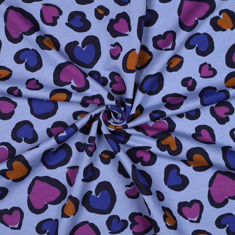 Sweatshirt Ruggad färgglada hjärtan | Poppy Fabrics – stålblå,  image number 3