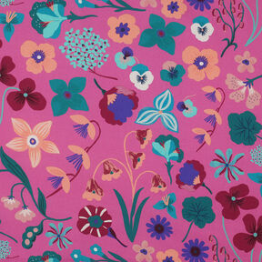 Bomullspoplin Meadow Flower Digitaltryck | Nerida Hansen – pink/petrol, 