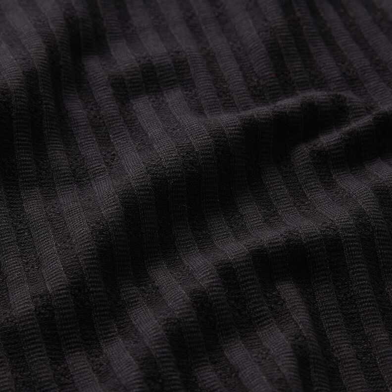 Ribbad jersey enkelt stickmönster – svart,  image number 2