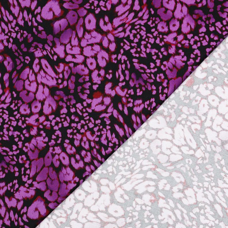 Viskosstretch leopardtryck digitaltryck – svart/rödlila,  image number 4