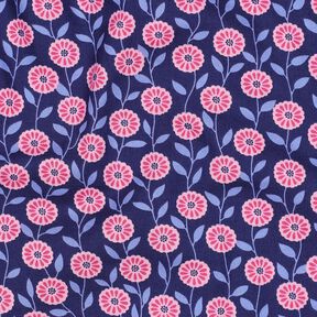 Bomullspoplin Sommarblommor | Poppy Fabrics – rosa/indigo, 