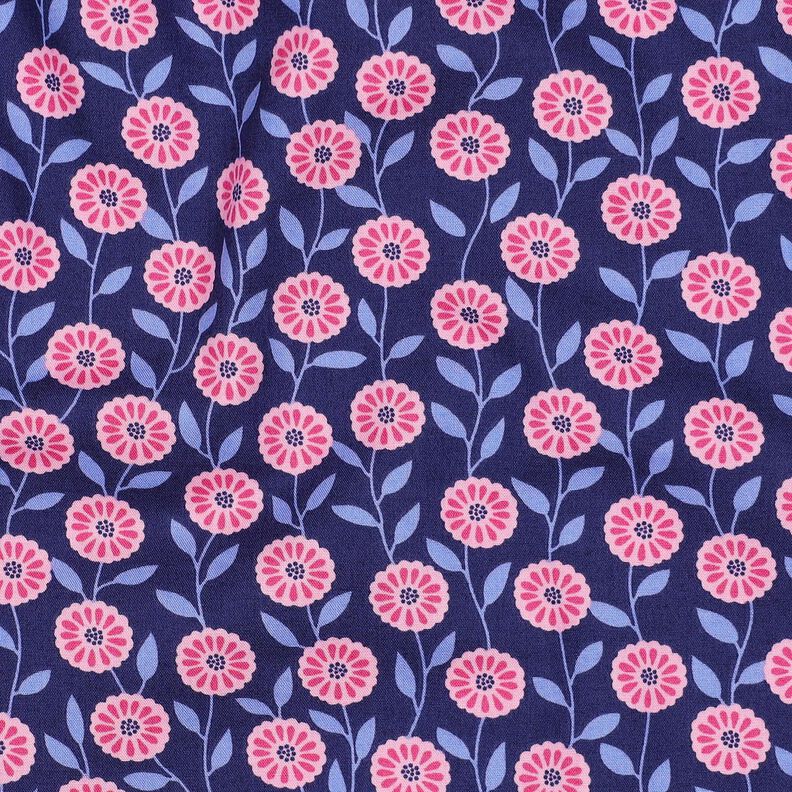 Bomullspoplin Sommarblommor | Poppy Fabrics – rosa/indigo,  image number 2