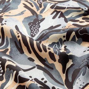 Crepesatin havsblommor – skiffergrått/beige, 