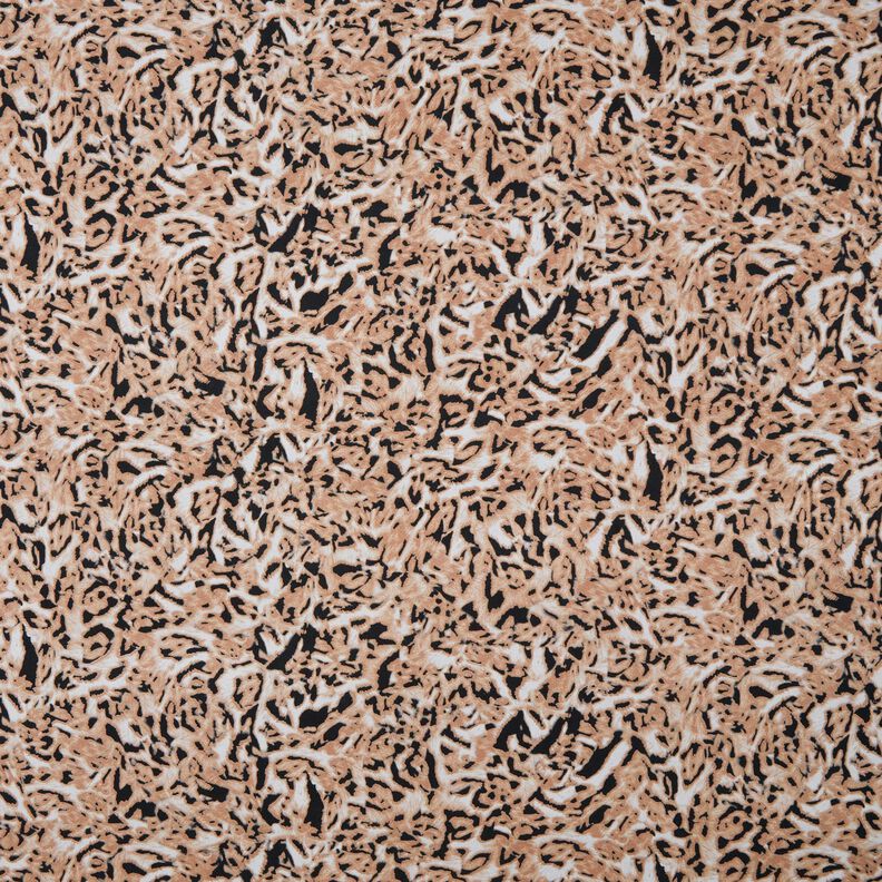 Viskosjersey Abstrakt leopardtryck – ljusbrun/svart,  image number 1