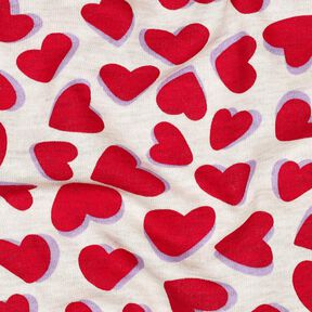 Sweatshirt Ruggad hjärtan | Poppy Fabrics – natur/röd, 