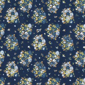 Ekologisk bomullspoplin blombukett – marinblått, 