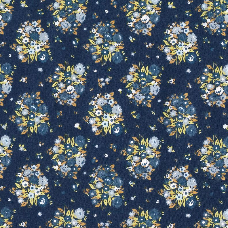 Ekologisk bomullspoplin blombukett – marinblått,  image number 1